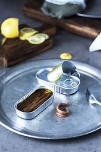 Anchovies, canned in oil, drained