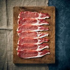 Bacon rashers, back, dry-cured, grilled