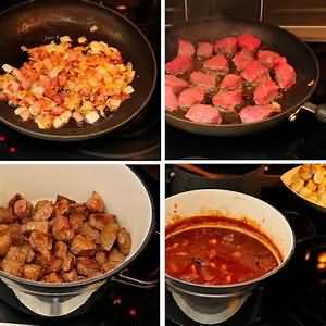 Beef bourguignonne, made with lean beef, homemade