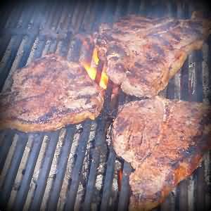 Beef, fillet steak, grilled, lean and fat