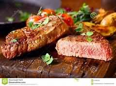 Beef, sirloin steak, grilled medium-rare, lean and fat
