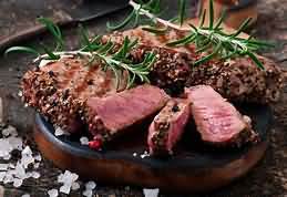 Beef, sirloin steak, grilled medium-rare, lean