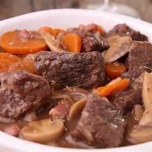Beef, stewing steak, pressure cooked, lean and fat