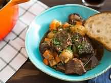 Beef, stewing steak, stewed, lean