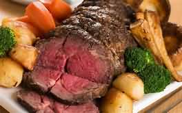 Beef, topside, roasted well-done, lean and fat