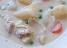 Chicken in white sauce, made with semi-skimmed milk