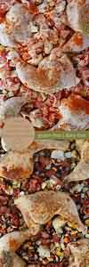 Chicken, leg quarter, raw, meat and skin, weighed with bone