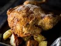 Chicken, skin, roasted grilled, dry