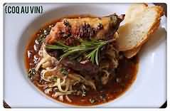 Coq au vin, homemade, weighed with bone