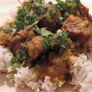 Curry, beef and spinach, homemade
