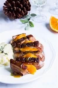 Duck a l'orange, including fat and skin, homemade