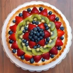 Flan, pastry, with fruit, homemade