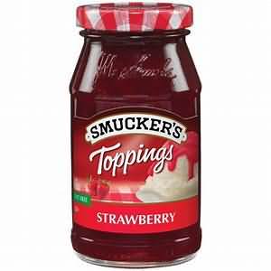 Ice cream sauce, topping, strawberry and chocolate flavours