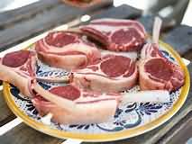 Lamb, loin chops, grilled, lean and fat