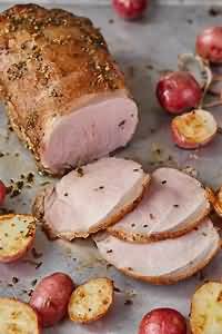 Lamb, loin joint, roasted, lean and fat, weighed with bone