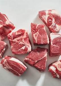 Lamb, rack of, raw, lean and fat, weighed with bone