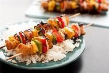 Lamb, shoulder, diced, kebabs, grilled, lean and fat