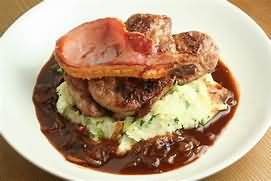 Liver and bacon, fried, homemade