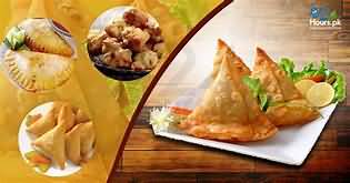 Meat samosas, takeaway