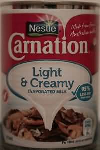 Milk, evaporated, light