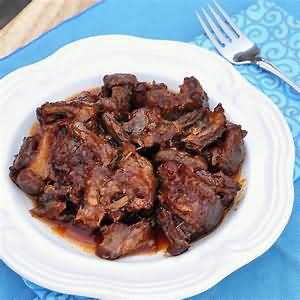 Oxtail, meat only, stewed with added salt