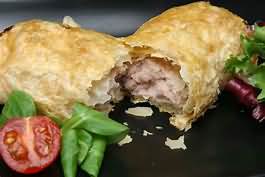Pie, beef, puff or shortcrust pastry, family size, retail