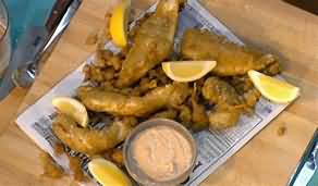 Plaice, in batter, fried in sunflower oil
