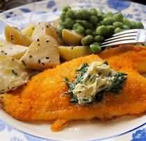 Plaice, in breadcrumbs, baked