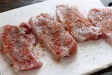 Pork, chump chops, raw, lean and fat
