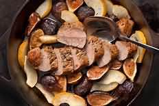 Pork, fillet slices, grilled, lean and fat