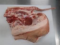 Pork, leg joint, frozen, roasted, lean and fat