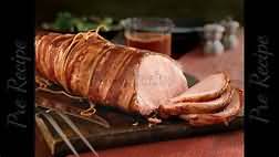 Pork, leg joint, roasted well done, lean and fat