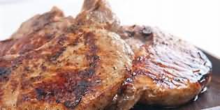 Pork, loin chops, grilled, lean and fat