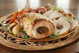 Pork, loin chops, roasted, lean and fat