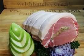 Pork, loin joint, raw, lean and fat, weighed with bone