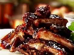 Pork, spare rib slices, grilled, lean and fat