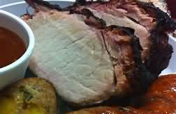 Pork, spare ribs, 'barbecue style', meat only, retail, reheated