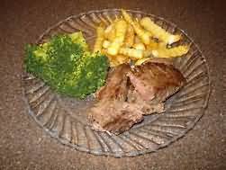 Pork, steaks, grilled, lean and fat