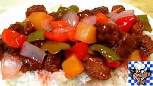 Pork, sweet and sour, made with sweet and sour cook in sauce