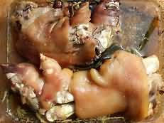 Pork, trotters and tails, boiled with added salt