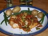 Rock Salmon Dogfish, in batter, fried in dripping