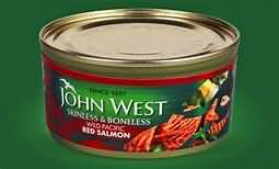 Salmon, red, canned in brine, skinless and boneless, drained