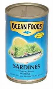 Sardines, canned in brine, drained