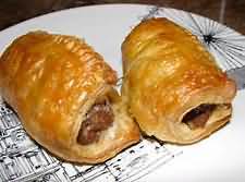 Sausage rolls, short pastry, homemade