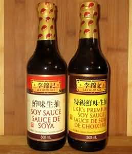 Soy sauce, light and dark varieties