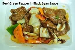 Stir-fry beef with green peppers and blackbean sauce, takeaway