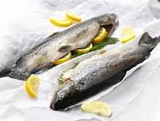 Trout, brown, steamed, weighed with bones