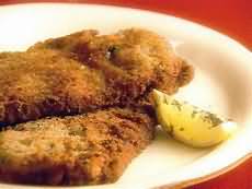 Veal, escalope, fried in corn oil