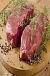 Beef, sirloin steak, raw, lean and fat