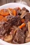 Beef, stewing steak, pressure cooked, lean and fat